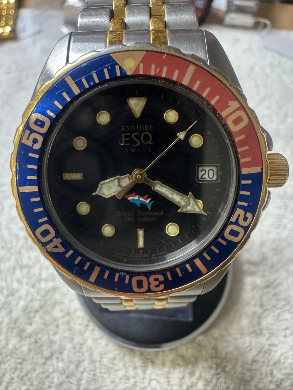 Esq movado Swiss Men's Diver Watch - Blue & Red Bezel, Black Dial